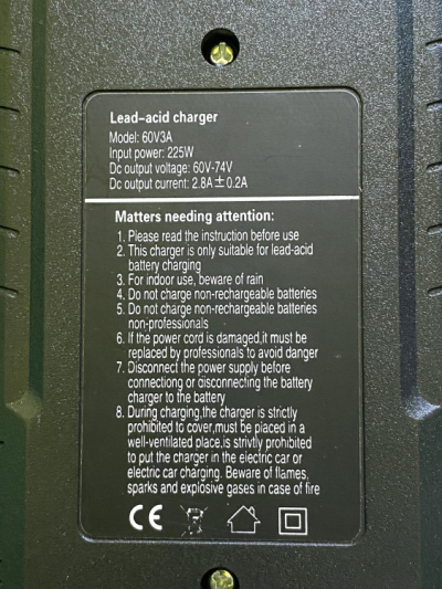 Зарядное устройство свинец 60V 7,5A Golf